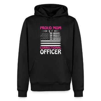 Fière maman d’un agent correctionnel Justizvo - Sweat à capuche Premium bio Homme - noir - Devant - Nico (187cm)