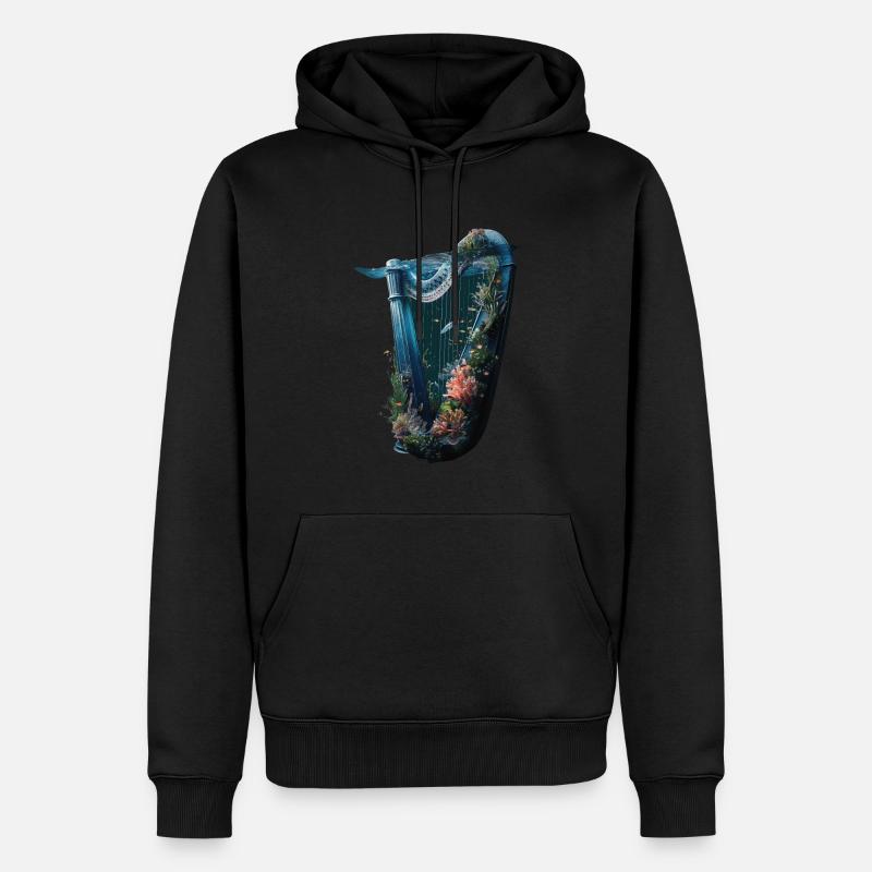 Fisch Harfe - Männer Premium Bio Hoodie - Schwarz