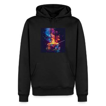 Percussion - Sweat à capuche Premium bio Homme - noir - Devant - Nico (187cm)