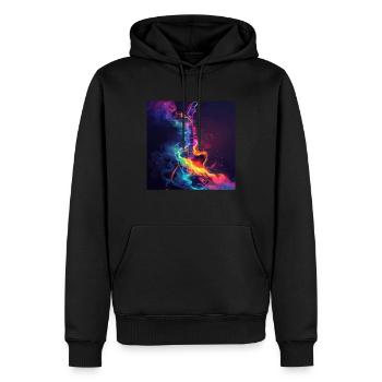 Guitare - Sweat à capuche Premium bio Homme - noir - Devant - Nico (187cm)