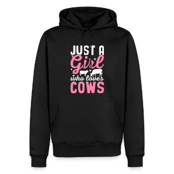 Just A Girl Who Loves Cows Cow Girl Cattle Heifer - Men’s Premium Organic Hoodie - black - Front - Nico (187cm)