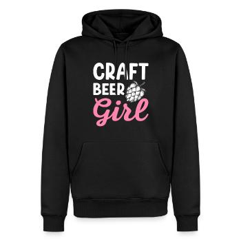 Bière artisanale fille drôle maison brasserie houblon brasseur - Sweat à capuche Premium bio Homme - noir - Devant - Nico (187cm)