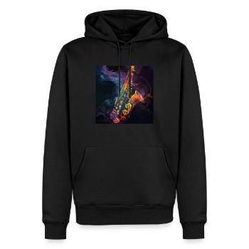 Saxophone - Sweat à capuche Premium bio Homme - noir - Devant - Nico (187cm)