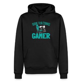 Sim Racing - Sweat à capuche Premium bio Homme - noir - Devant - Nico (187cm)