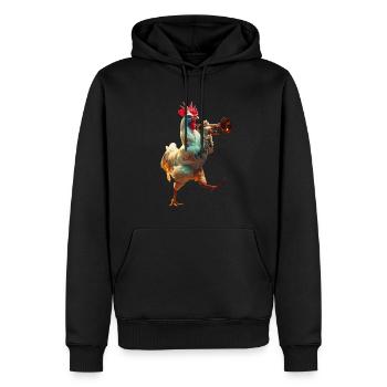 Trompette Coq - Sweat à capuche Premium bio Homme - noir - Devant - Nico (187cm)