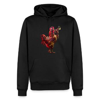 Trompette Coq - Sweat à capuche Premium bio Homme - noir - Devant - Nico (187cm)