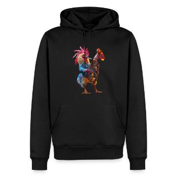 Tuba Coq - Sweat à capuche Premium bio Homme - noir - Devant - Nico (187cm)