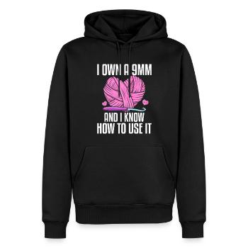 Häkeln Stricken Yarn Lover 9mm Ich weiß, wie man e - Männer Premium Bio Hoodie - Schwarz - Vorne - Nico (187cm)