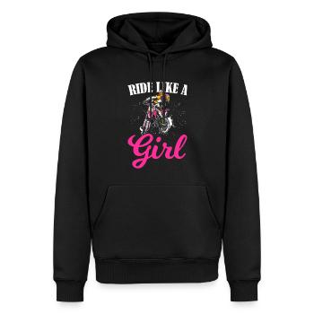 Dirt Bike Fille Motard Moto Femmes Monter Comme Un G - Sweat à capuche Premium bio Homme - noir - Devant - Nico (187cm)