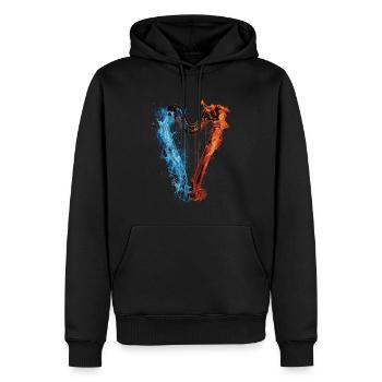 Harfe - Männer Premium Bio Hoodie - Schwarz - Vorne - Nico (187cm)