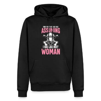 Feuerwehrmann Brandbekämpfung Angenommen, ich war - Männer Premium Bio Hoodie - Schwarz - Vorne - Nico (187cm)