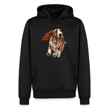 Basset - Männer Premium Bio Hoodie - Schwarz - Vorne - Nico (187cm)