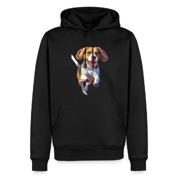 Beagle - Männer Premium Bio Hoodie - Schwarz - Vorne - Nico (187cm)