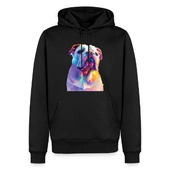 Englische Bulldogge - Männer Premium Bio Hoodie - Schwarz - Vorne - Nico (187cm)