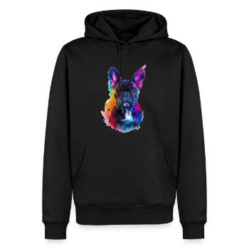 Französische Bulldogge - Männer Premium Bio Hoodie - Schwarz - Vorne - Nico (187cm)
