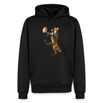 Fuchs - Männer Premium Bio Hoodie - Schwarz - Vorne - Nico (187cm)