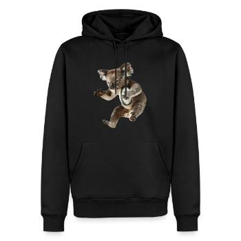 Koala - Männer Premium Bio Hoodie - Schwarz - Vorne - Nico (187cm)