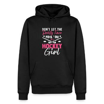 Pretty Face Hockey Fille Joueuse de hockey Fille - Sweat à capuche Premium bio Homme - noir - Devant - Nico (187cm)