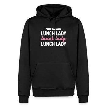 Lunch Woman Employée de la cafétéria - Sweat à capuche Premium bio Homme - noir - Devant - Nico (187cm)