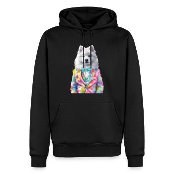 Samojede - Männer Premium Bio Hoodie - Schwarz - Vorne - Nico (187cm)