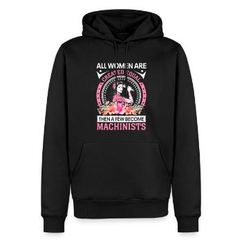Des machinistes créés par des femmes - Sweat à capuche Premium bio Homme - noir - Devant - Nico (187cm)