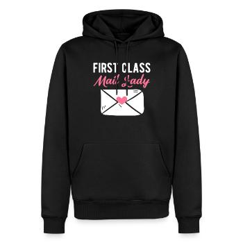 Éducatrice de poste de première classe - Sweat à capuche Premium bio Homme - noir - Devant - Nico (187cm)