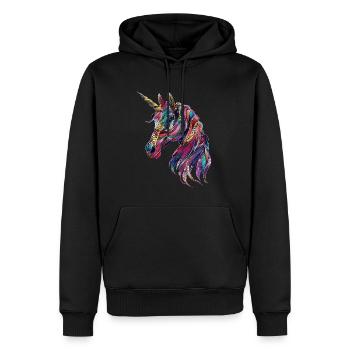 Einhorn - Männer Premium Bio Hoodie - Schwarz - Vorne - Nico (187cm)