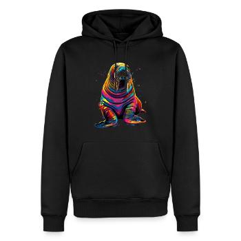 Walross - Männer Premium Bio Hoodie - Schwarz - Vorne - Nico (187cm)