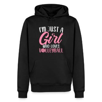Nur ein Mädchen, das Volleyballspieler liebt - Männer Premium Bio Hoodie - Schwarz - Vorne - Nico (187cm)