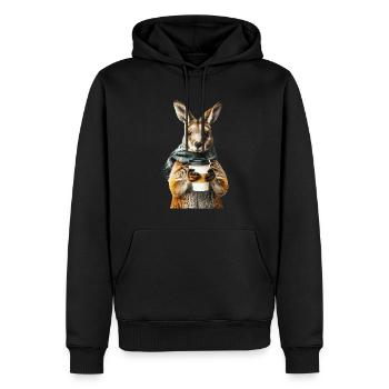 Wallaby Kaffee - Männer Premium Bio Hoodie - Schwarz - Vorne - Nico (187cm)