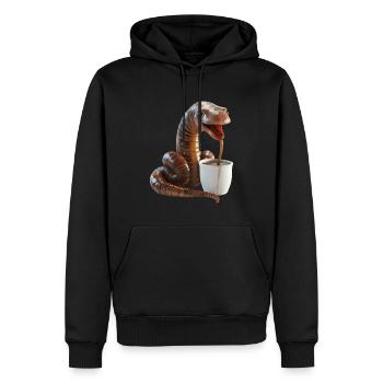 Wurm Kaffee - Männer Premium Bio Hoodie - Schwarz - Vorne - Nico (187cm)