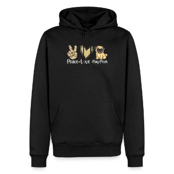 Paix Amour Carlin Mère Chiots Mère Carlin - Sweat à capuche Premium bio Homme - noir - Devant - Nico (187cm)