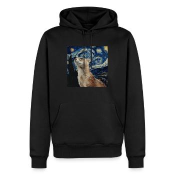 Hermelin - Männer Premium Bio Hoodie - Schwarz - Vorne - Nico (187cm)