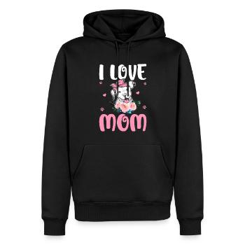 Ich liebe Mama Pitbull Mama Tattoo - Männer Premium Bio Hoodie - Schwarz - Vorne - Nico (187cm)