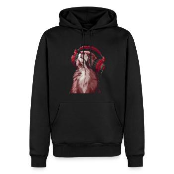 Hermelin - Männer Premium Bio Hoodie - Schwarz - Vorne - Nico (187cm)