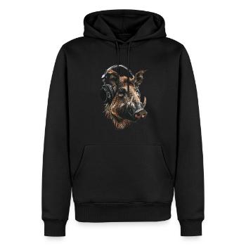 Warzenschwein - Männer Premium Bio Hoodie - Schwarz - Vorne - Nico (187cm)