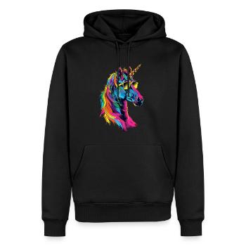 Einhorn - Männer Premium Bio Hoodie - Schwarz - Vorne - Nico (187cm)