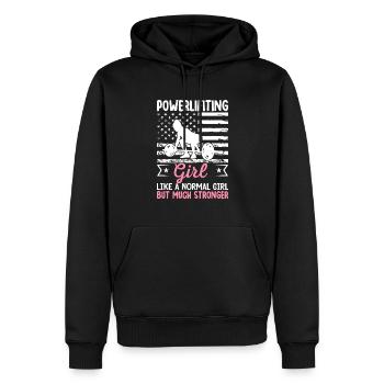 Powerlifter Beaucoup plus fort Powerlifter - Sweat à capuche Premium bio Homme - noir - Devant - Nico (187cm)
