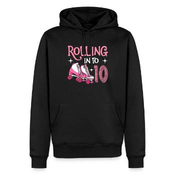 Rouler dans un scooter d’anniversaire de 10 10 ans - Sweat à capuche Premium bio Homme - noir - Devant - Nico (187cm)