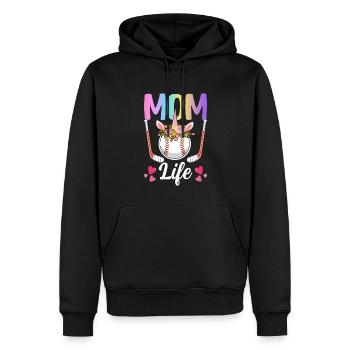 Mom Life Hockey Mom Illustration für Einhorn-Fans. - Männer Premium Bio Hoodie - Schwarz - Vorne - Nico (187cm)