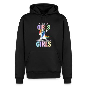 J’aime les filles qui aiment les filles comme la fierté lesbienne - Sweat à capuche Premium bio Homme - noir - Devant - Nico (187cm)