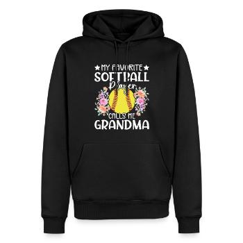 My favorite softball player calls me Grandma - Men’s Premium Organic Hoodie - black - Front - Nico (187cm)