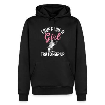 Surfeuse Surfeuse Je Surfe Comme Une Fille Essaie De Garder - Sweat à capuche Premium bio Homme - noir - Devant - Nico (187cm)