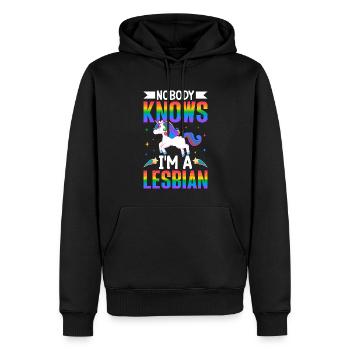 Personne ne sait que je suis une fierté lesbienne LGBTQ Arc-en-ciel - Sweat à capuche Premium bio Homme - noir - Devant - Nico (187cm)