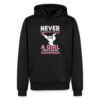 Une fille qui peut faire du taekwondo girl - Sweat à capuche Premium bio Homme - noir - Devant - Nico (187cm)