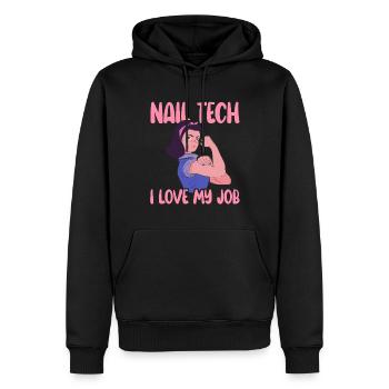 J’adore mon métier de prothésiste ongulaire - Sweat à capuche Premium bio Homme - noir - Devant - Nico (187cm)