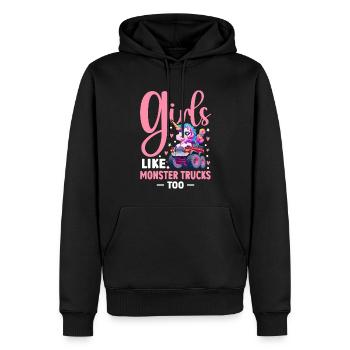 Girls Like Monster Trucks Too Monster Truck Girl - Männer Premium Bio Hoodie - Schwarz - Vorne - Nico (187cm)