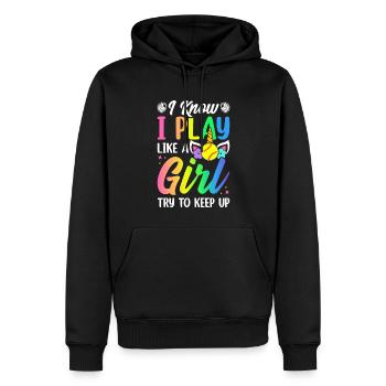 Softball Girl Weibliche Softballspielerin I Play - Männer Premium Bio Hoodie - Schwarz - Vorne - Nico (187cm)