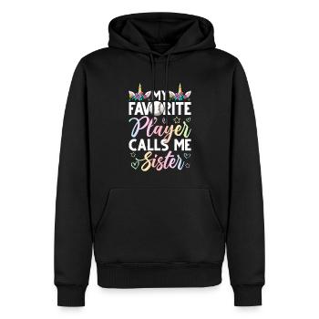 Softball Meine Lieblingsspielerin nennt mich - Männer Premium Bio Hoodie - Schwarz - Vorne - Nico (187cm)