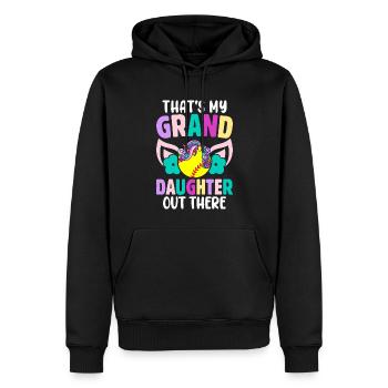 Softball Grand-père Mamie C’est ma petite-fille - Sweat à capuche Premium bio Homme - noir - Devant - Nico (187cm)